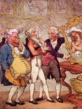 Italian Picture Dealers Humbugging My Lord Anglaise, pub. 1812 (hand coloured engraving)