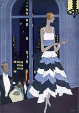 Au New York Sous Les Yeux Innombrables des Sky-scrapers, from Femina Magazine, pub. 1928 (colour lit