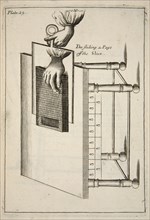 The Sliding a Page off the Slice, pub. 1683 (engraving). Creator: English School (17th Century).