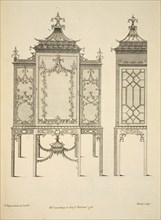 Design for a China Case, pub. 1753 (engraving). Creator: Thomas Chippendale (1718 - 1779) after.