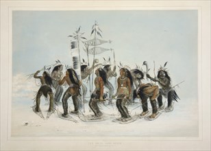 The Snow Shoe Dance, pub. 1845 (colour lithograph). Creator: George Catlin (1796 - 1872).