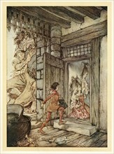 Taking the keys of the Castle, Jack unlocked all the doors, from English Fairy Tales, pub. 1922. Creator: Arthur Rackham (1867 - 1939).