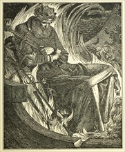 Death of King Warwulf, pub. 1915 (engraving), 1915. Creator: Frederick Sandys (1829 - 1904).