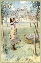 I wash, wring .. And do it all myself, from The Merry Wives of Windsor, pub. 1910. Creator: Hugh Thomson (1860 - 1920).