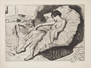 Dancer Sleeping, pub. 1925. Creator: Laura Knight (1877 - 1970).