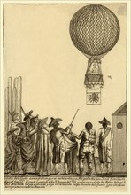 Vista del globo aereostatico que se hechò ante sus magesta ?pub. 1793. Creator: Italian School (18th Century).
