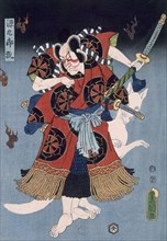 Bando Kamezo as Yokawa Kakuhan in a  Scene from "Sembonzakura", pub. 1856. Creator: Utagawa Kunisada (1786-1864).