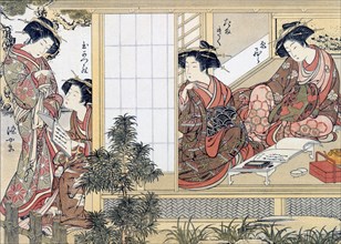 Female Japanese Courtesans Reading and Writing, c1776. Creator: Katsukawa Shunsho (1726-93) after.