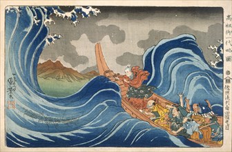 Nichiren Calming the Storm, c1830s. Creator: Utagawa Kuniyoshi (1798-1861).