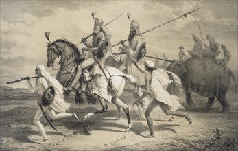 Sikh Chieftans going Hunting, 1858. Creator: A. Soltykoff (1806?1859).