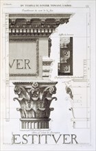 Entablature, capital and inscription from the Temple of Jupiter Tonans (The Thunderer), pub. 1682. Creator: Antoine Babuty Desgodets (1653-1728).