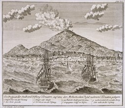 Island called 'Ternate' in the Moluccas, pub. 1744.  Creator: Johann Wolfgang Heydt (fl. 1738).