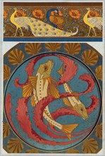 Designs for Peacock and Poppy Border, pub. 1897. Creator: Maurice Pillard Verneuil (1869?1942).