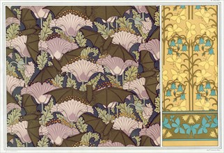 Designs for a wall hanging with Bats and Poppies, pub. 1897. Creator: Maurice Pillard Verneuil (1869?1942).