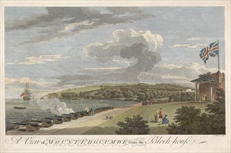 A View of Mount Edgcumbe from the Block House, pub. 1755. Creator: Samuel Scott (1701 - 1772) after; George Lambert (1700 - 1765) after;.