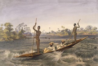 Zanjueelah, the boatman of the rapids, pub. 1865. Creator: Thomas Baines (1820-75).
