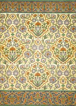 Faience mural with border using highly stylised repeating patterns of vegetal and floral forms, pub. Creator: Emile Prisse d'Avennes (1807-79).