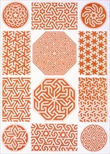 Studies of stucco decoration: various geometric patterns, pub. 1877. Creator: Emile Prisse d'Avennes (1807-79).