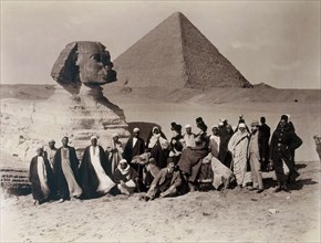 Tourists visiting the Sphinx at Giza. Creator: English Photographer (19th Century).