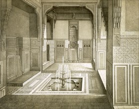 Cairo: Mandarah: Reception Room, ground floor, with pool and fountain, pub. 1877. Creator: Emile Prisse d'Avennes (1807-79).