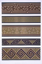 Japanese Ornament: Bands or borders in gold on dark colour grounds, pub. 1892. Creator: George Ashdown Audsley (1838-1925).