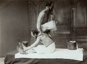 'The Oriental bath. Massage', 1880s. Artist: Dmitri Ivanovich Yermakov