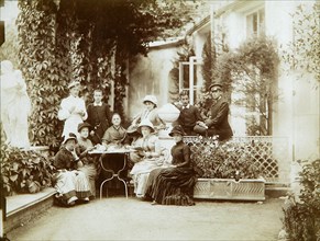 The family of Duke Fyodor Uvarov at their country estate, Porechye, Russia, 1880s. Artist: Unknown
