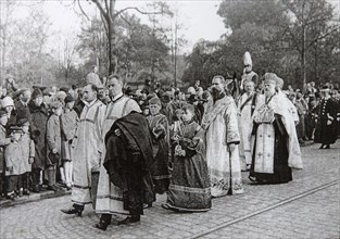 Funeral of Tsarina Maria Fyodorovna of Russia, Roskilde, Denmark, 19 October 1928. Artist: Anon