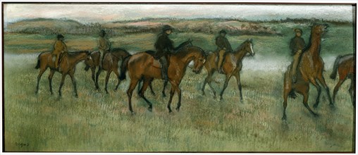 'Exercising Racehorses', c1880.  Artist: Edgar Degas