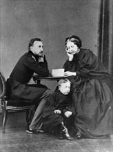 Grand Duke Nicholas Nikolaevich (the elder) of Russia with his wife and son, c1861-c1863. Artist: Unknown
