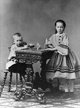 Grand Duke Sergei Alexandrovich and Grand Duchess Maria Alexandrovna of Russia, 1860. Artist: Unknown