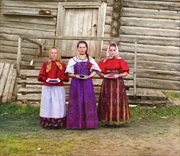 Young Russian peasant women, Sheksna River, near the small town of Kirillov, Russia, 1909. Artist: Sergey Mikhaylovich Prokudin-Gorsky