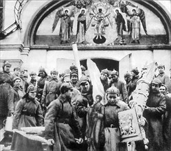 Red Army men confiscating church treasures of the Simonov monastery, Moscow, USSR, 1925. Artist: Anon