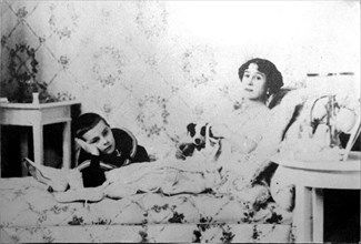 Mathilde Kschessinska, Russian prima ballerina, with her son, Volodya, 1910. Artist: Anon