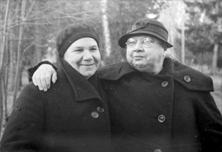 Nadezhda Krupskaya, Lenin's wife, with a friend, 1936. Artist: Anon