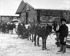 American infantry near Arkhangel, Russia, December 1918..  Artist: Anon