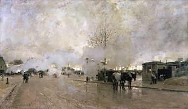 'Smoke on the Paris Circuit Line', 1885.  Artist: Luigi Loir