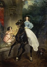 'Horsewoman, Portrait of Giovanina and Amazillia Pacini', 1832.  Artist: Karl Briullov