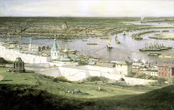 'View of Nizhny Novgorod', 1878.  Artist: Aleksey Bogolyubov