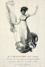 Portrait of French balloonist Sophie Blanchard during her flight in Milan, Italy, 1811. Artist: Luigi Rados