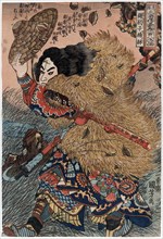 'Yang Lin, hero of the Suikoden' (Water Margin), 19th century.  Artist: Utagawa Kuniyoshi