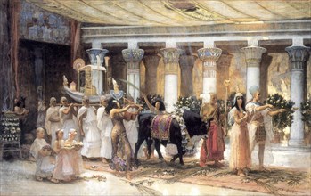 'The Procession of the Sacred Bull Apis', late 19th or early 20th century.  Artist: Frederick Arthur Bridgman