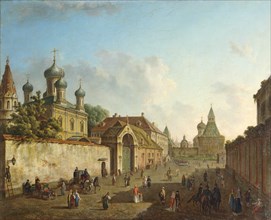 View from the Lubyanka Square to the Vladimir Gate in Moscow, Russia, 1800s.  Artist: Fyodor Yakovlevich Alexeev
