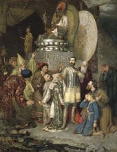 'Prince Michael of Chernigov at the camp of Batu Khan', 1246 (1883).  Artist: Vasily Smirnov