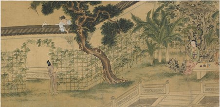 Scene from the play Romance of the West Chamber, by Wang Shifu, 16th century.  Artist: Qiu Ying