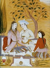 Amorous couple and a servant, 1696.  Artist: Mu'in Musavvir
