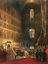 The anointing of Tsar Alexander II of Russia, Moscow, 1856.  Artist: Georg Wilhelm Timm