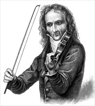Niccolò Paganini, Italian violinist, violist and composer, 1830s.  Artist: Anon