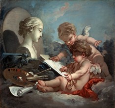'Cupids', allegory of painting, 1760s.  Artist: François Boucher