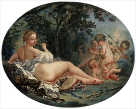 'Bacchante Playing a Reed-pipe', 18th century. Artist: François Boucher